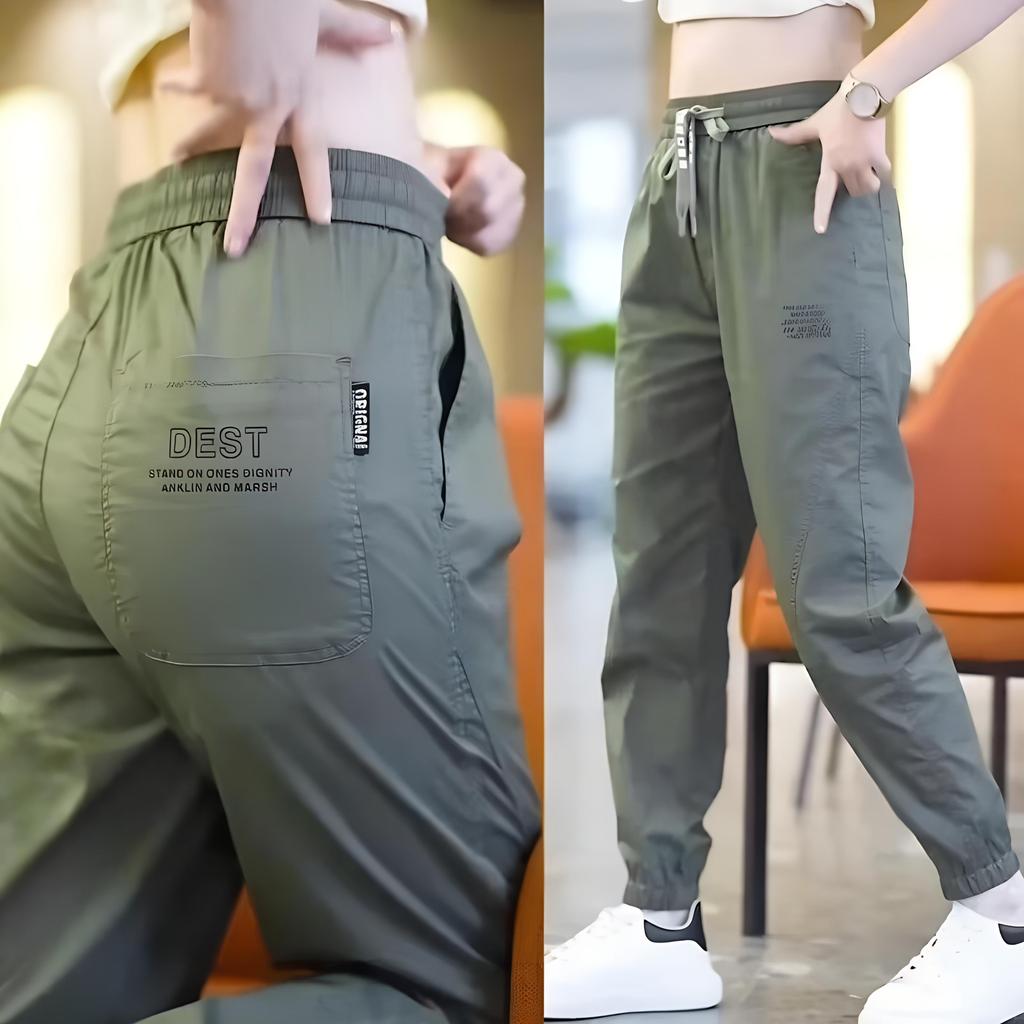 Order A Size Up Sports Ice Silk Casual Pants Women Loose Summer Thin Quick Dry Pants Sports Nine-quarter Pants