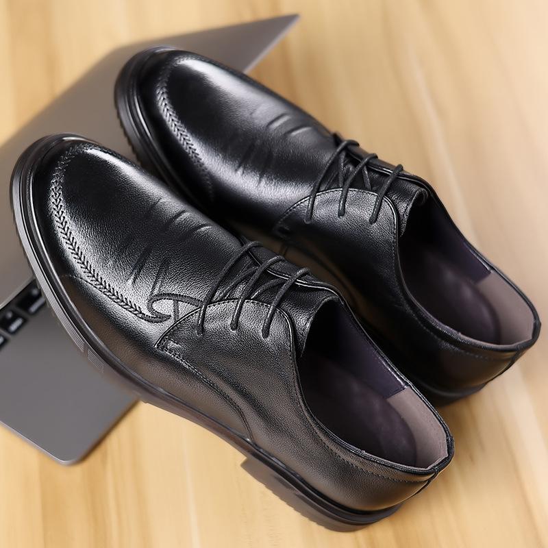 

Новые повседневные мужские кожаные туфли из воловьей кожи с верхним слоем, мужские кожаные туфли на шнуровке, нескользящая обувь