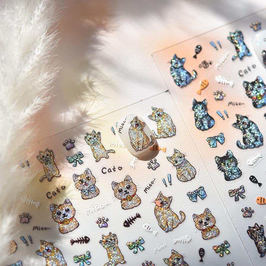 

Tomoni Cat Eye Nail Stickers - Popular Japanese Children s Little Orange Cat Design