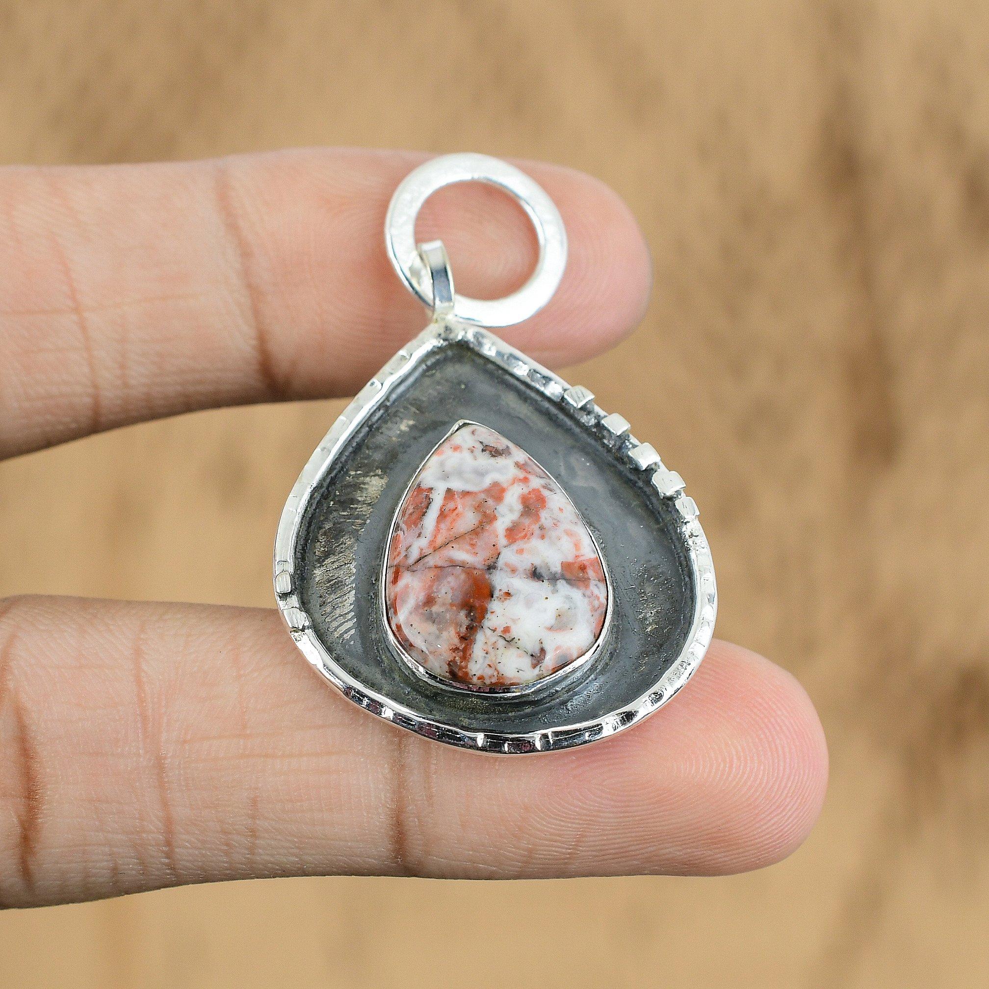 

Natural Rainbow Jasper Gemstone Jewelry 925 Sterling Silver Pendant For Women
