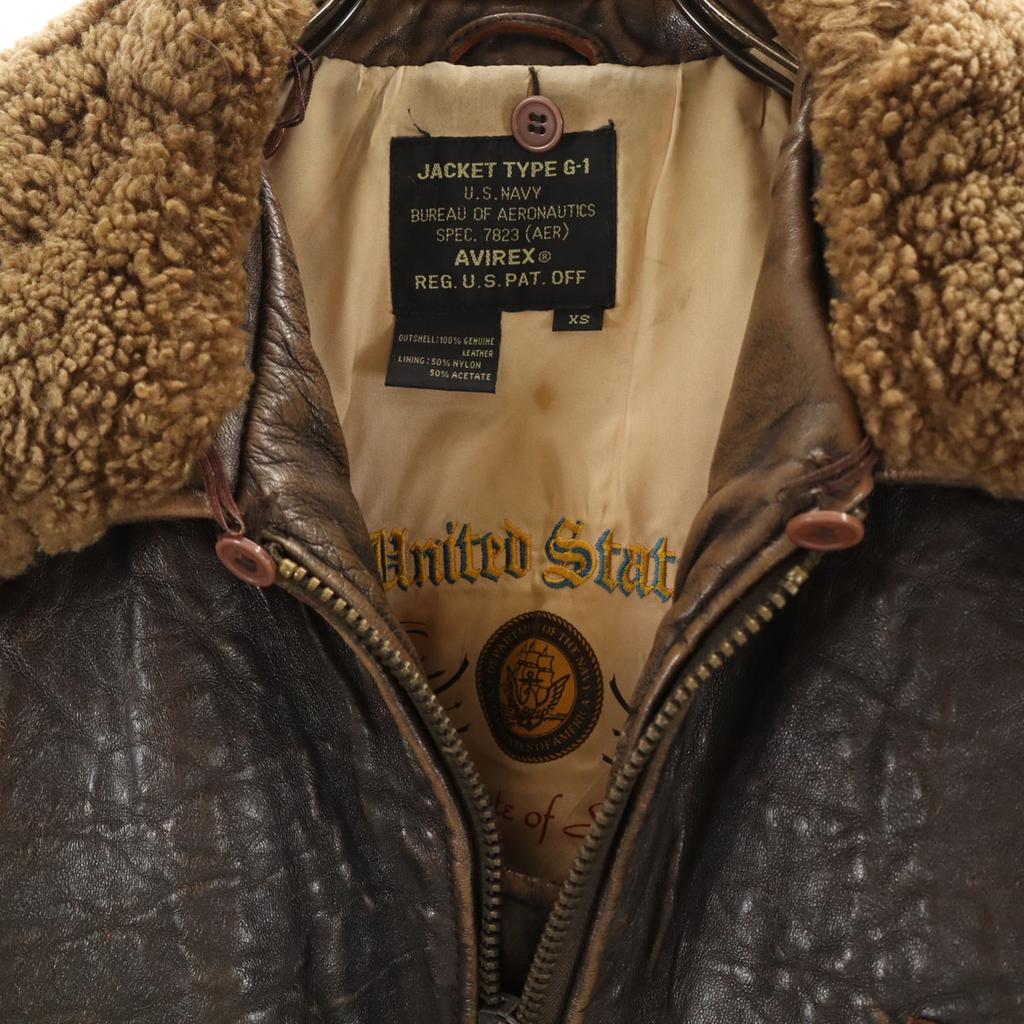 AVIREX 90s Old G-1 Leather Flight Jacket XS Brown Men's Used