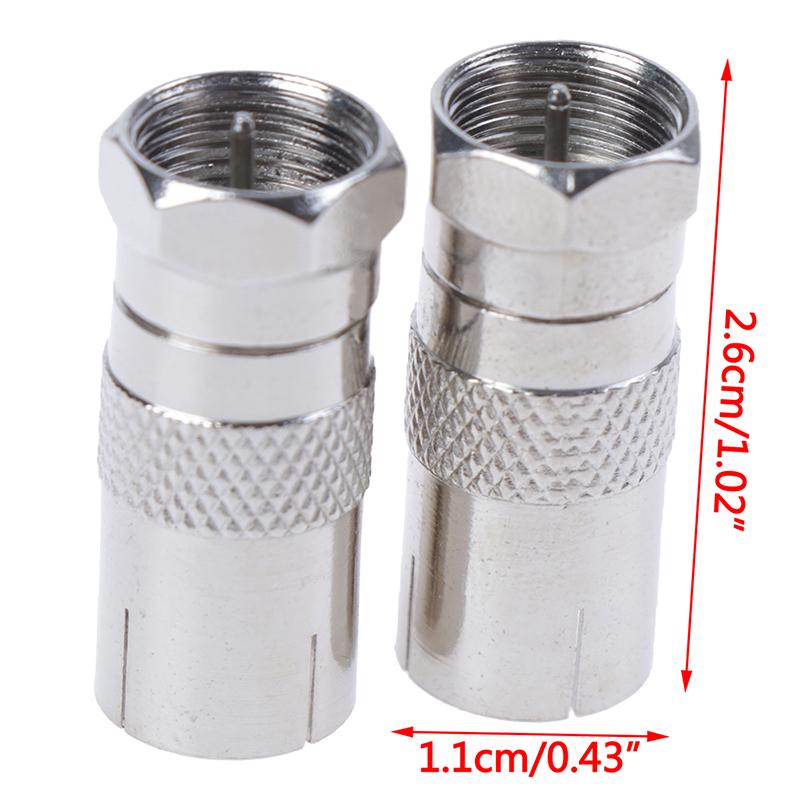 2 Pcs F Type Male Plug Connector Socket To Rf Coax Tv Aerial Female Rf Adapters