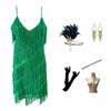 Gatsby 1920s Tassel V-Neck Spaghetti Strap Evening Gown: Retro Latin Dance & Cocktail Party Dress