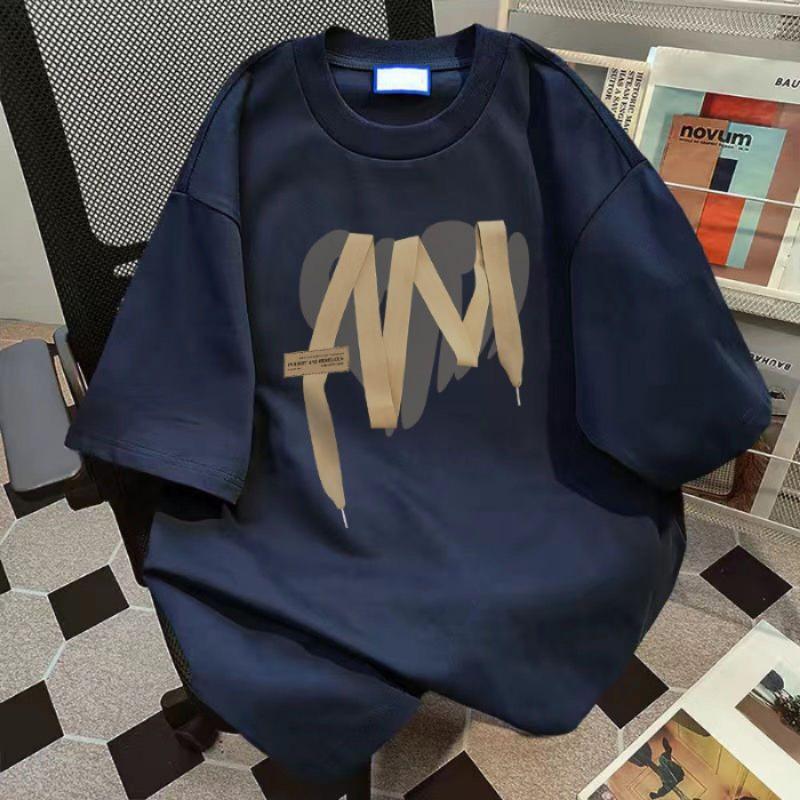 

Women s Summer Fashion New Print Loose Short Sleeve Top M темно-синього кольору