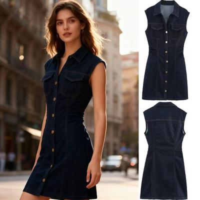 2025 Summer Slim Fit Denim Mini Dress for European and American Women
