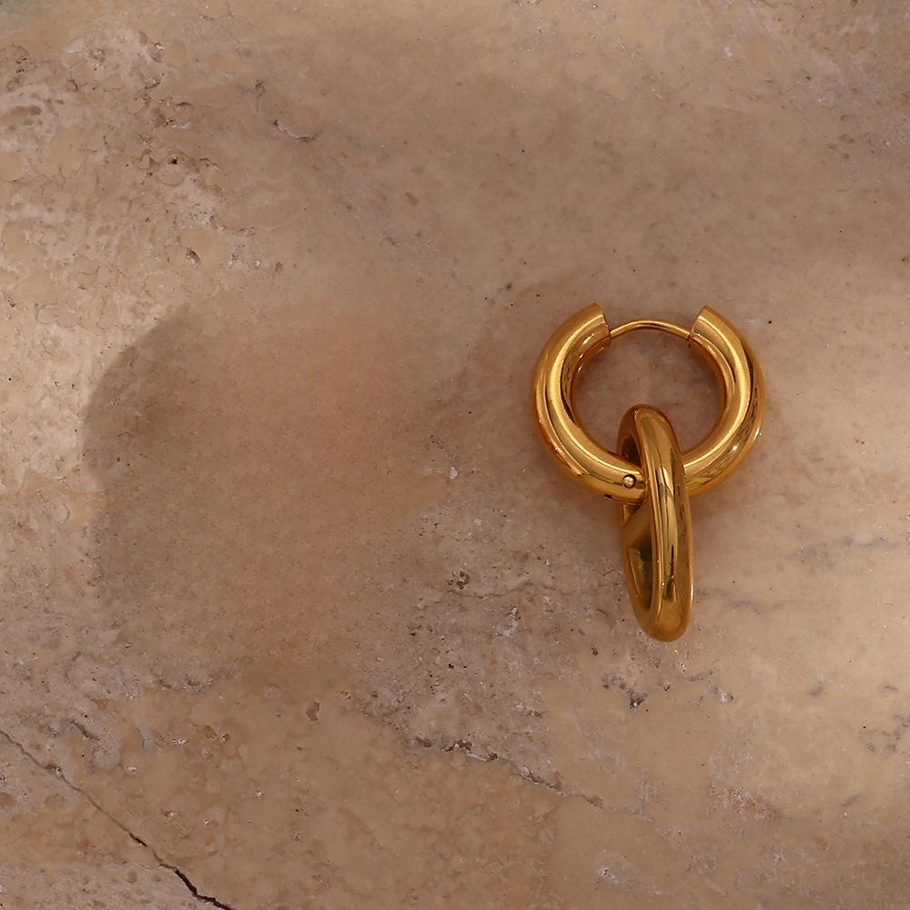 18K Gold Schweinenasen-Anhänger Ohrringe - Europäisch & Amerikanisch Minimalistisch Titanstahl Nischendesign