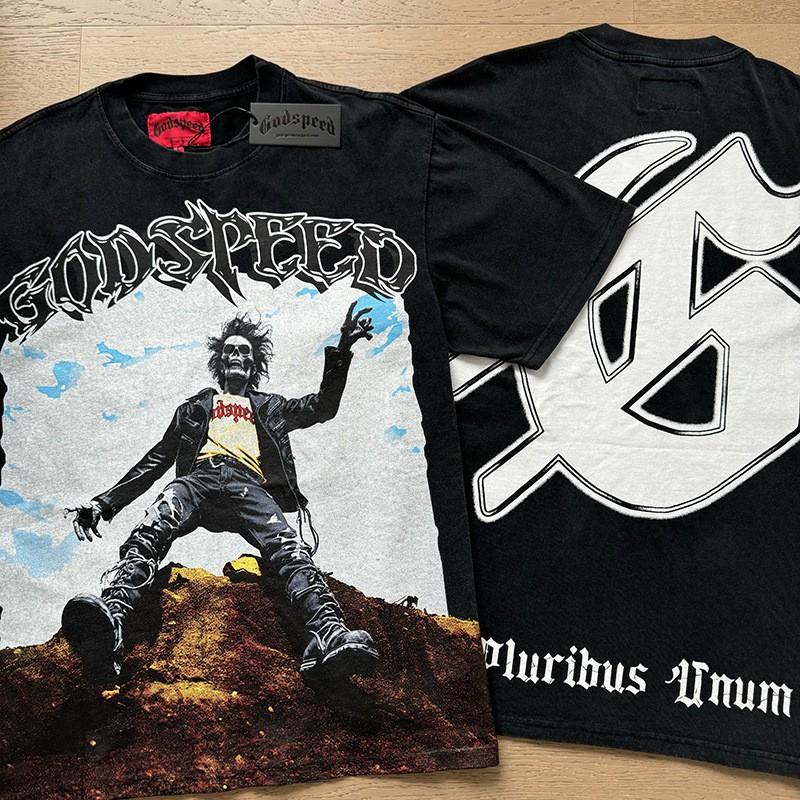 Mens Oversized Cotton Long Sleeve Tee With Skull Graphic Print Streetwear Rock Band Style Loose Fit Teens Adults