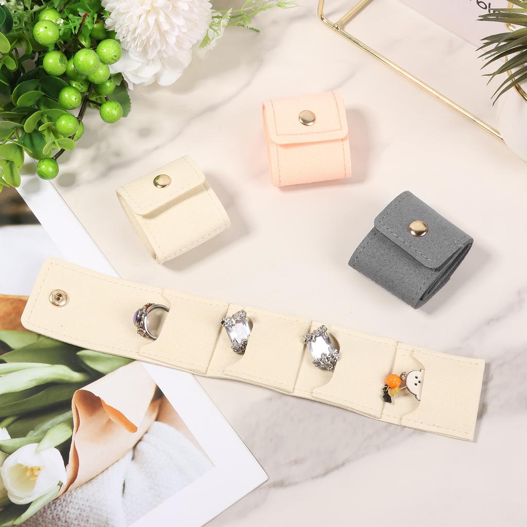 12Pcs Mini Jewelry Bag Foldable Leather Small Travel Jewelry Organizer Case with Metal Buckle for Earring Ring Necklace Storage