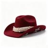 European and American Pearl Retro Woolen Top Hat Fashion Western Cowboy Hat Autumn and Winter British Jazz Hat