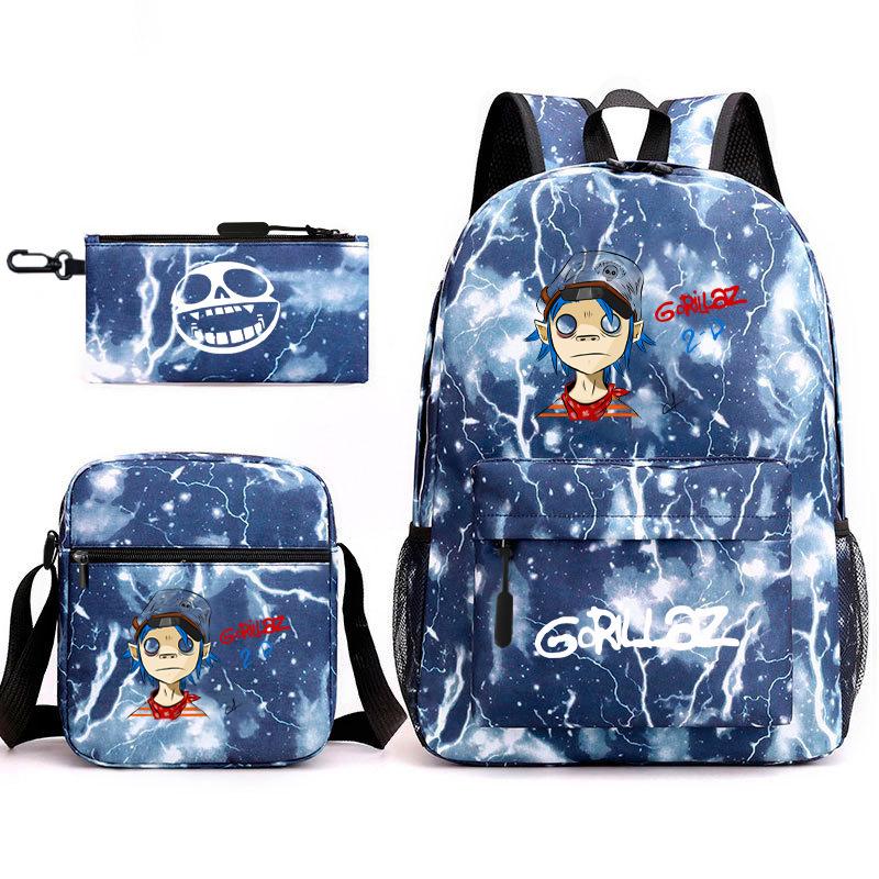 British virtual band trend heat transfer, primary and secondary school students schoolbag Gorillaz children's starry sky three-piece set, teenagers