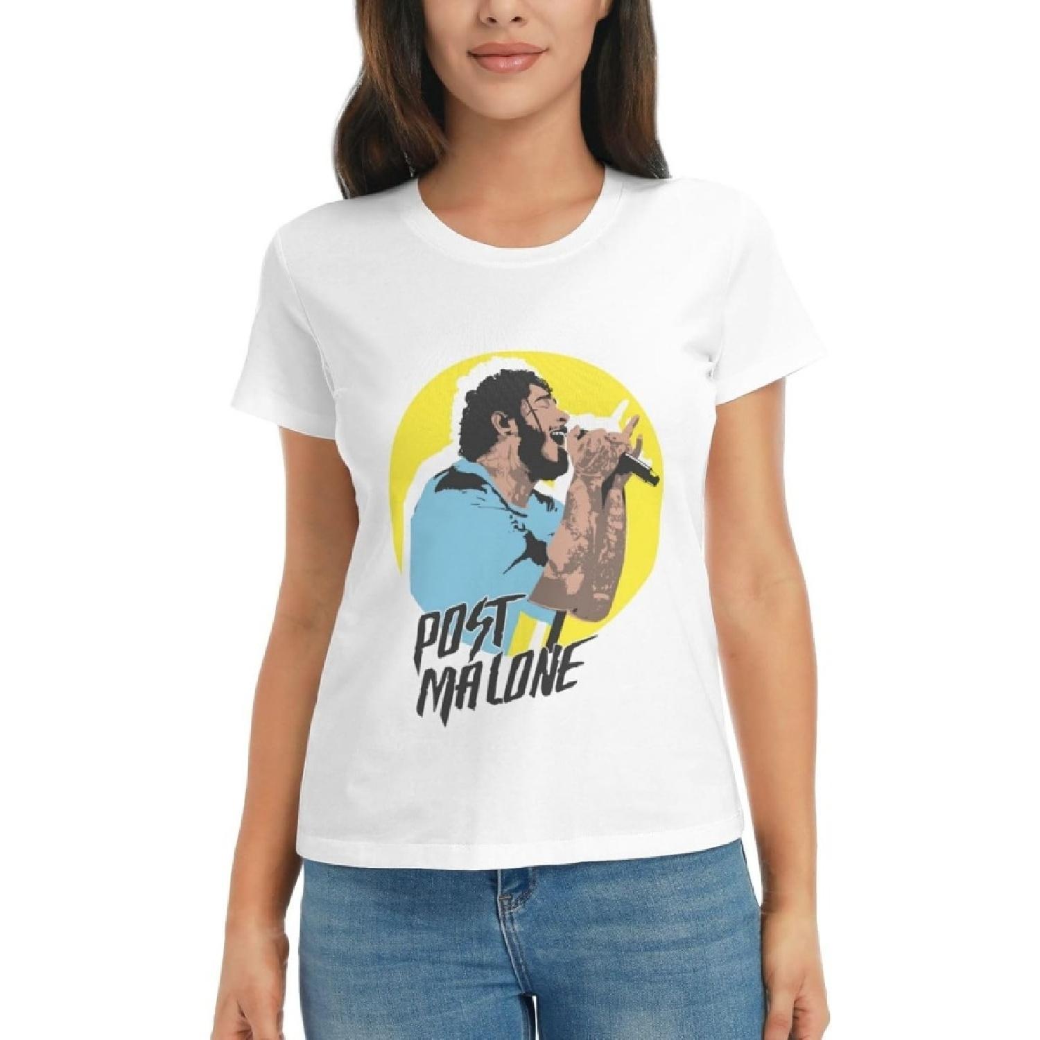 Menpulam Women Post Malone Print T-Shirts Short Sleeve Pullover Tops Casual Women Novelty Tees S