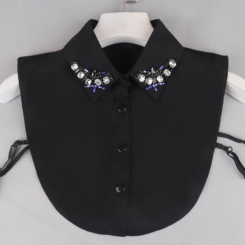 Pearl Detachable Collar Women Crystal Diamond Chiffon Shirt False Fake Collar Women Removable Peto Mujer Chemisier Faux Cols Tie