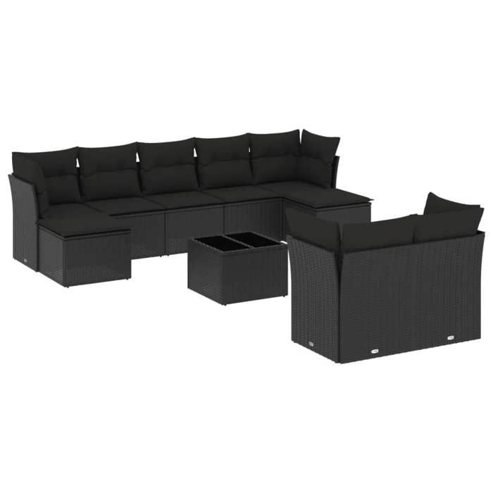VidaXL Garden Lounge Set with Cushions 10 Pcs, Patio Sofas, Patio Furniture Set, Outdoor Furniture, Black 3218315