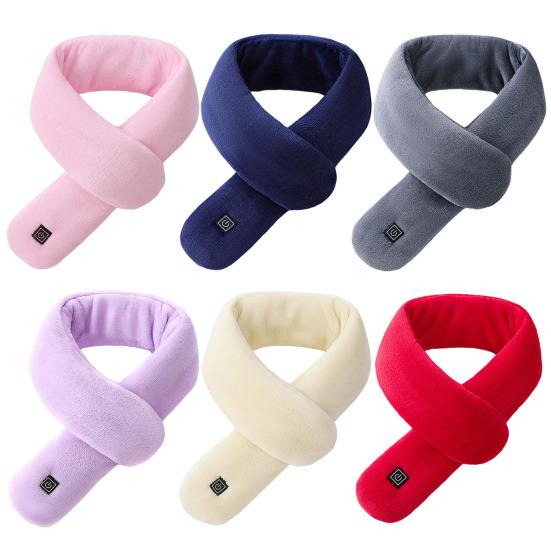 Electric Heating Scarf Rechargeable Heated Shawl Neck Warmer with 3 Adjustable Gears Plush Fabric Neck Heating Wrap