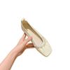 French retro flat-soled single shoes new autumn pearl Mary Jane square head shallow mouth soft leather ballet grandma shoes