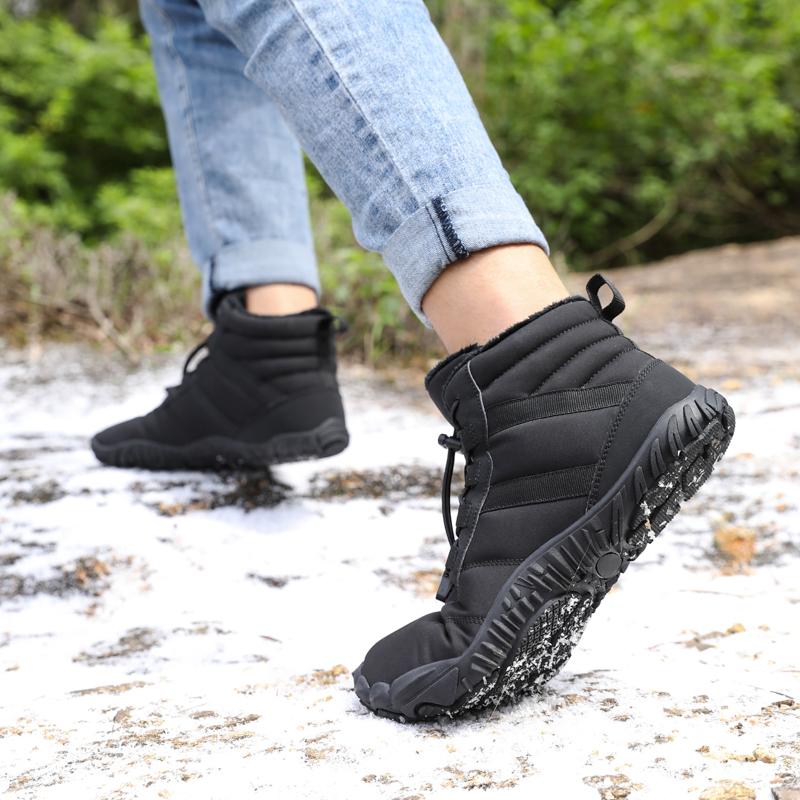 Plush Outdoor Hiking Sneakers Winter Warm Climbing Shoes Unisex High-top Snow Boots Ankle Booties Anti-slip Cotton Shoes