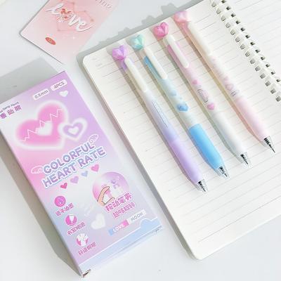 4 ks Barevné gelové tužky se srdíčkem Sada Dream 0,5 mm Kuličkové Černá barva Inkoust pro psaní Škola