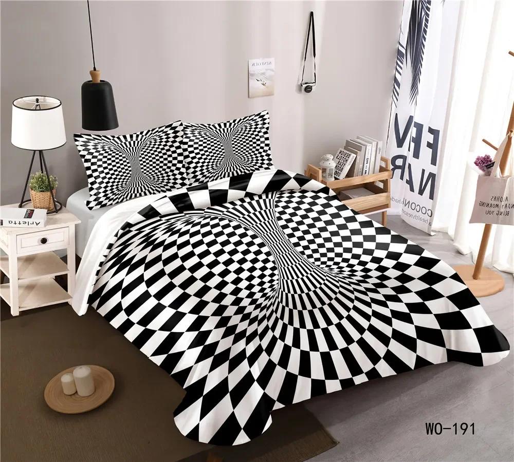 3D Geometric Duvet Cover King/Queen SizeThree-dimensional Bedding Stereoscopic Dense Cuboid Abstract Art Polyester Quilt Cover