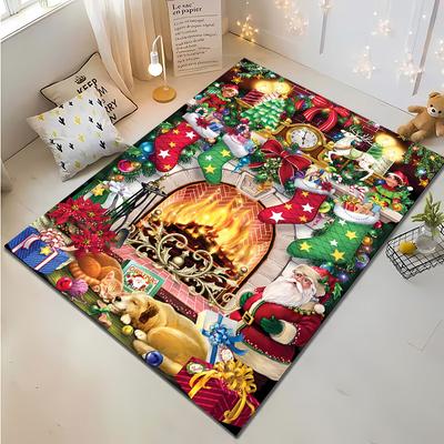 Santa Claus Cat Dog Christmas Carpet, Living Room and Bedroom Household Items, Kid's Room Sofa Mat, Doormat Floor Anti-slip Rugs