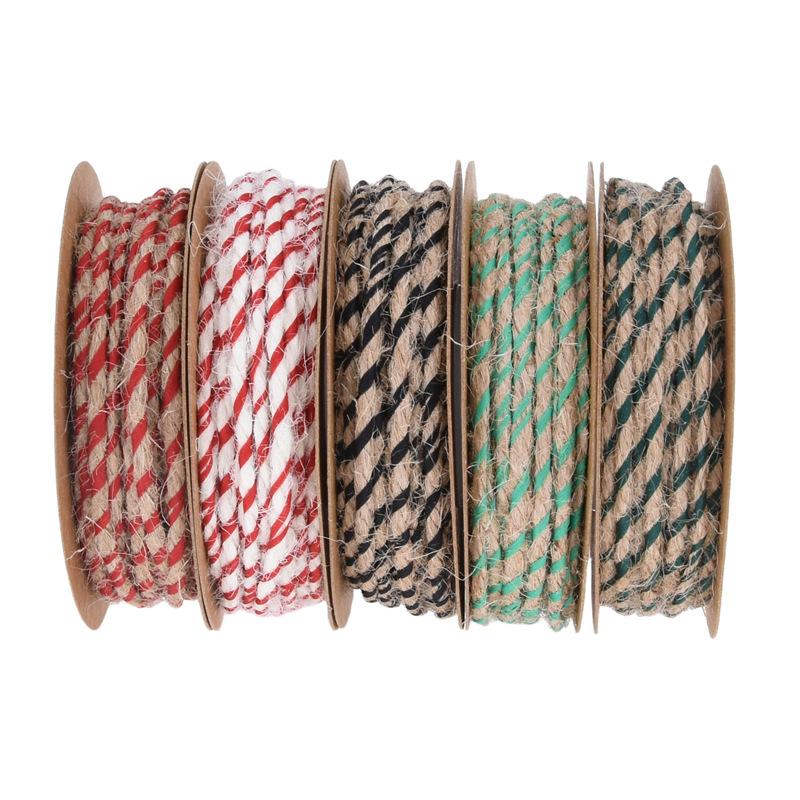 Spiral color matching hemp rope, Christmas decorative rope gift cable tie, retro hemp belt narrow line rope