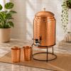 Dispenser d'Acqua in Rame da 5 Litri con Supporto e 2 Bicchieri in Rame da 300 ml | Dispenser per Bevande in Rame Martellato Fatto a Mano