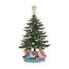 10 Inch Wooden Mini Christmas Tree Handmade 3D Xmas Tree Tabletop Centerpiece with Angel Topper for Home Office Mantel Decor