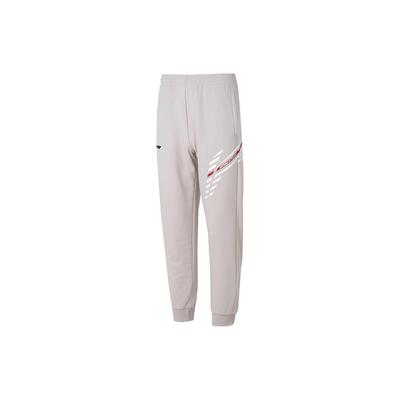 Li Ning Badminton Series FW23 Logo Print Elastic Waistband Tapered Mid-Rise Knitted Sports Pants Unisex Pants Gray AKLT833-4