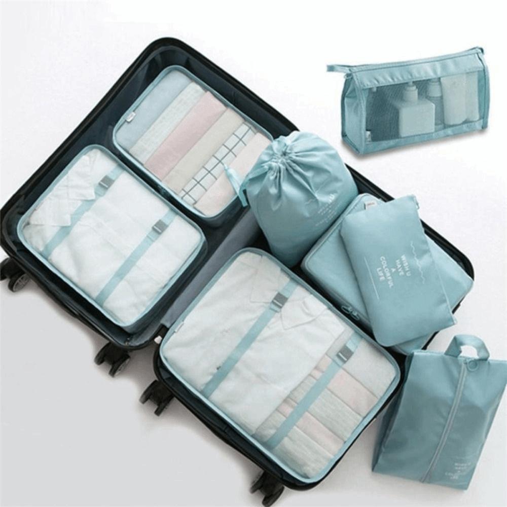 8 PCS/Set Polyester Travel Storage Bag Set Suitcase Organizer Clothes/Shoes/Cosmetics