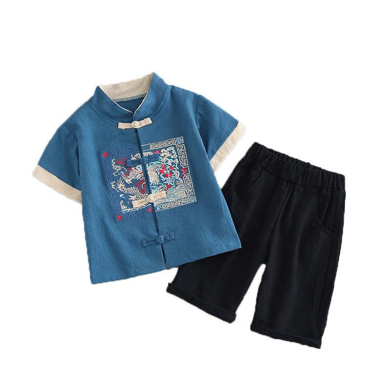 Boys Hanbok Summer Chinese Style Retro Thin Section of Cotton and Linen Suit Little Boy June 1 Performance Tang Suit