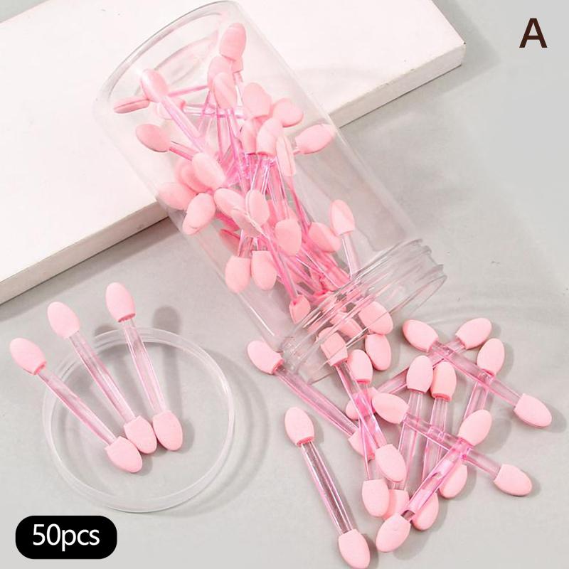 50pcs Disposable Eye Shadow Brush Makeup Dual Sided Sponge Plastic Set Eye Shadow Brushes For Cosmetic Applicator Makeup Tools