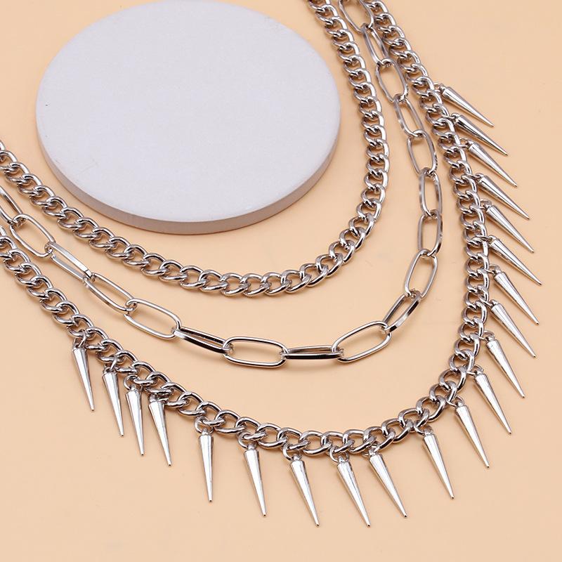 DIEZI Harajuku Vintage Multilayer Jeans Pants Key Chain Ring For Women Men Boys Hip Hop Silver Color Rivet Tassel Chain For Bag