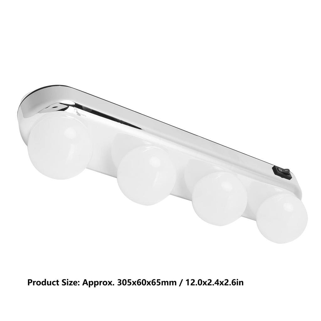 Jeffergarden LED Mirror Makeup Actress Hollywood Vanity 4 LED Natural with Suction Cup for Easy for Glass and Bathrooms Light, Light, Light, Light,