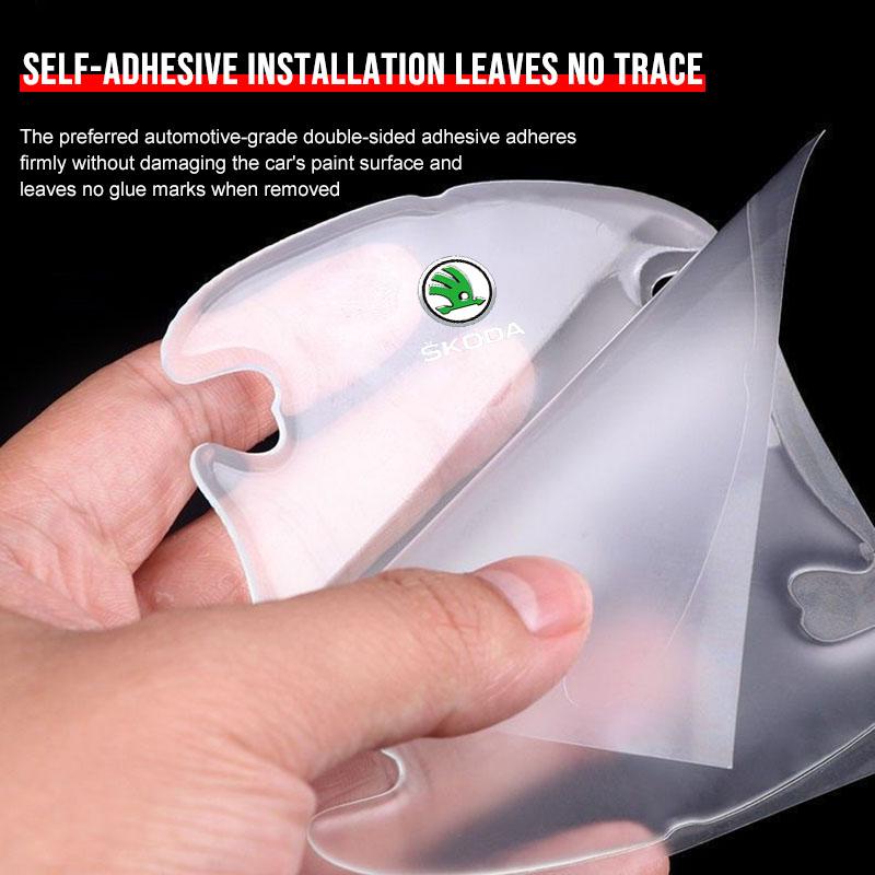 Car Body Anti-Collision Protection Strip Auto Door Handle Bowl Anti-Scratch Sticker for Skoda Octavia Fabia A7 Kamiq Kapoq Kodiaq Rapid SCALA Superb