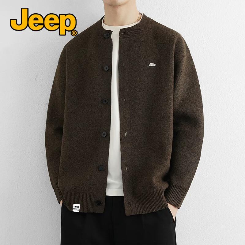 JEEP Men's Casual Crew Neck Knit Cardigan