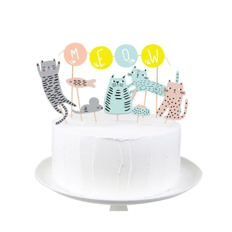 Korean Style Cute Pet Birthday Cake Topper Set for Dogs & Cats - Novelty Festival Decoration Outfit