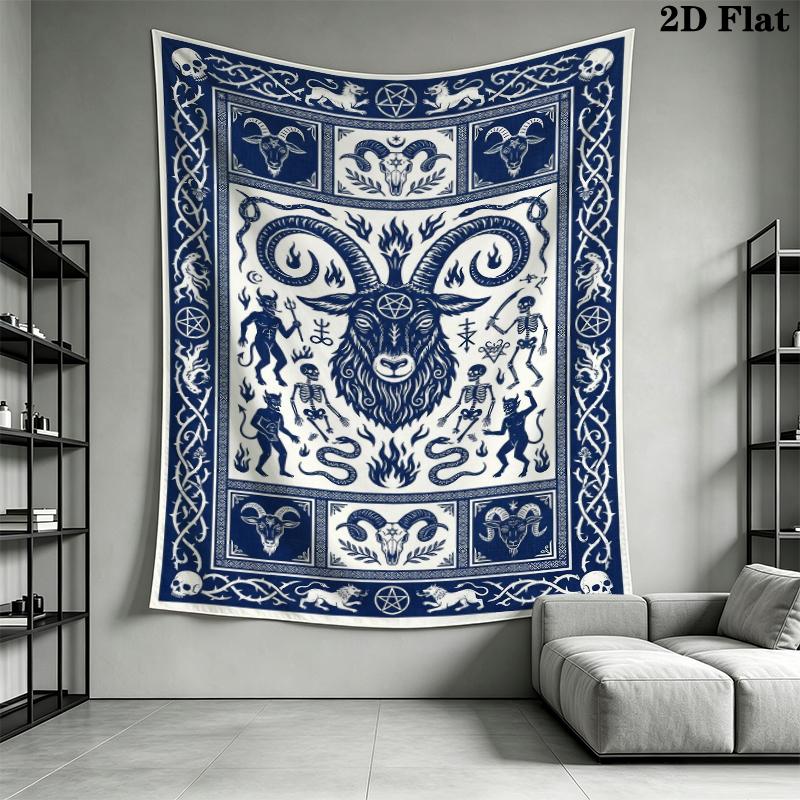 Goat Demon Wall Tapestry Aesthetic Wall Hanging Printed Fabric Blanket Decorative Tapestries for Bedroom Living Room Home Decor