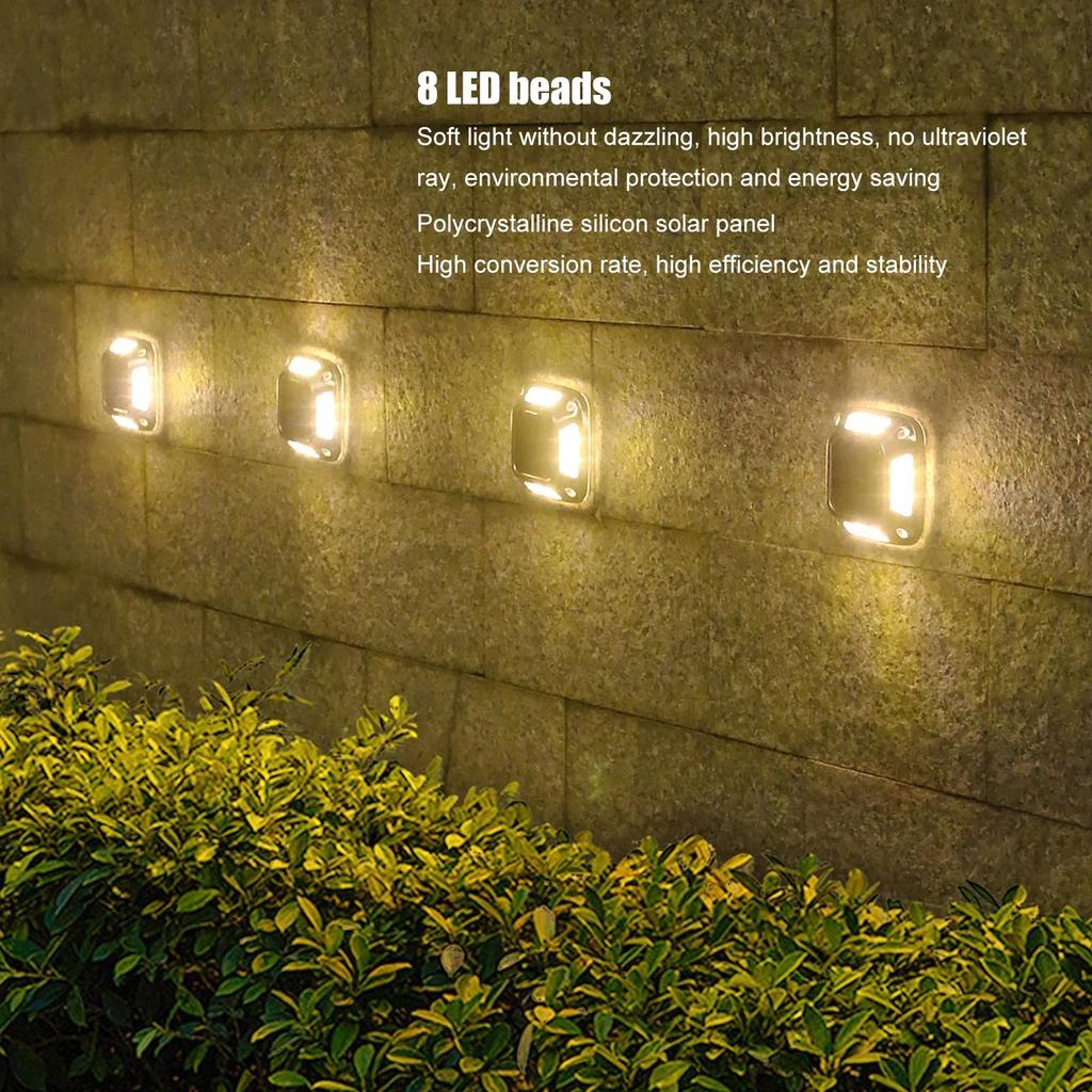 8LED Solar Driveway Light Outdoor Garden Ground Lights Waterproof LED Solar Wall Lamp Camping for Step Stair Pathway Walkway Dec