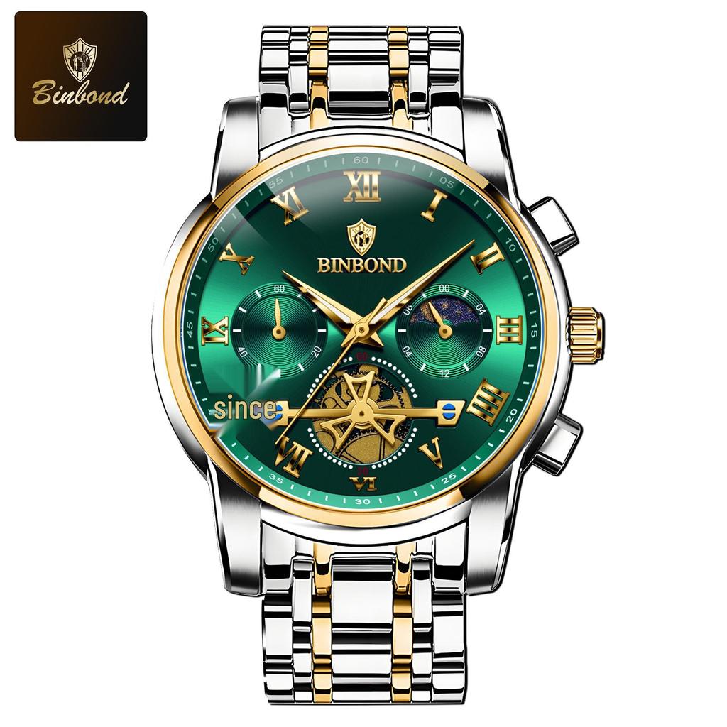 Binbang Luminous Skeleton Waterproof Quartz Men's Watch