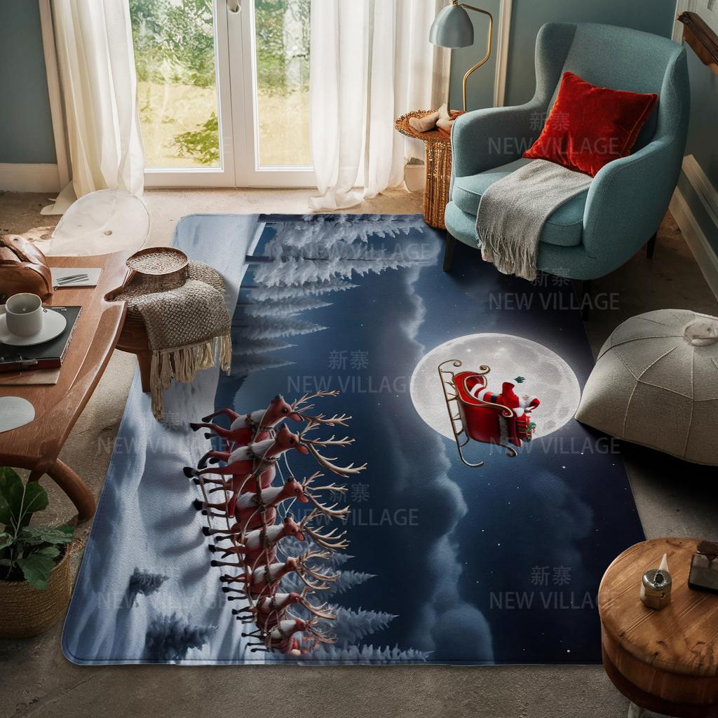 House Entrance Carpet Home Door Mat Living Room Bath Foot Bathroom Non-slip Water Absorption Rugs Bath Merry Christmas Winter