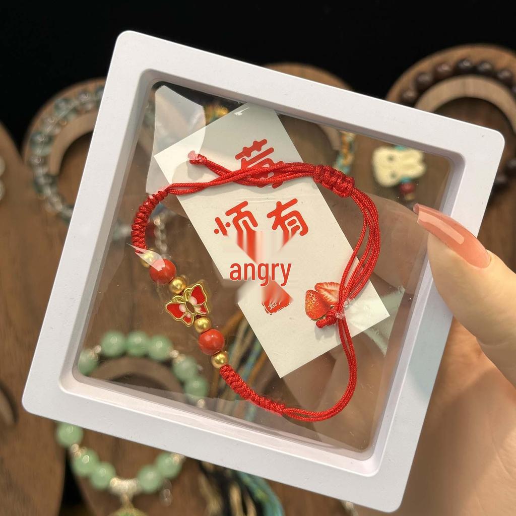 New Year Wealth God Adjustable Red Rope Bracelet - Chinese Style Student Hand Ornament