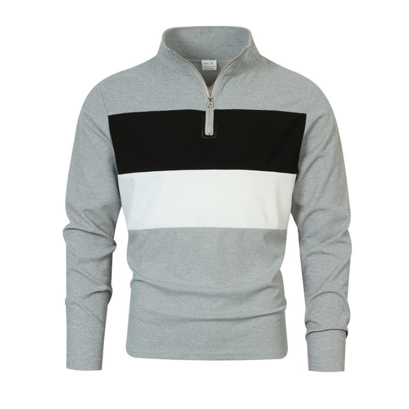 New Retro Men's Zipper Long-sleeved POLO Shirt Trendy Design and Temperament High-end Pullover