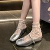 Hot Selling 2025 Silver Women's Balance Slippers Half Drag Sole Round Head Joining Ballet Slippers With Drawstring Mary Sandals