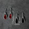 [Gothic Waterdrop Earrings] Gothic Waterdrop Earrings - 1 Pair, Hook Design, Red/Black, Retro Charm, Ideal Holiday Gift for Sister or Best Friend