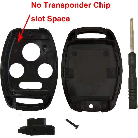 2 Pack Key Fob Shell Case Fit for Honda Accord Civic EX Pilot Keyless Entry Remote Key Housing Replacement with Free Screwdriver Casing Only (1 Black