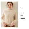 Women's Cashmere Cable Knit Sweater, Half-High Neck, Thick, Slimming, Loose Fit, Warm Base Layer for Autumn and Winter.