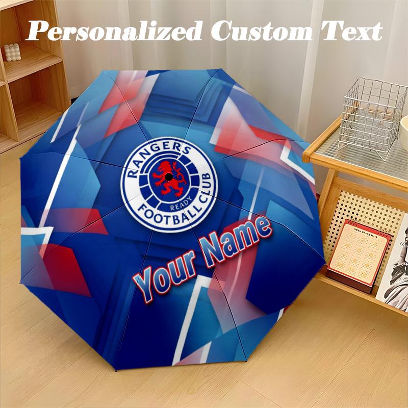8 Rib Auto Folding Umbrella Rangers FC Print Custom Name Text Portable Rain Gear