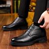 Cotton Shoes For Men 2024 Winter Warm Plus Velvet Business Formal Leather Shoes Men's Shoes High Top Dad Cotton Leather Shoes