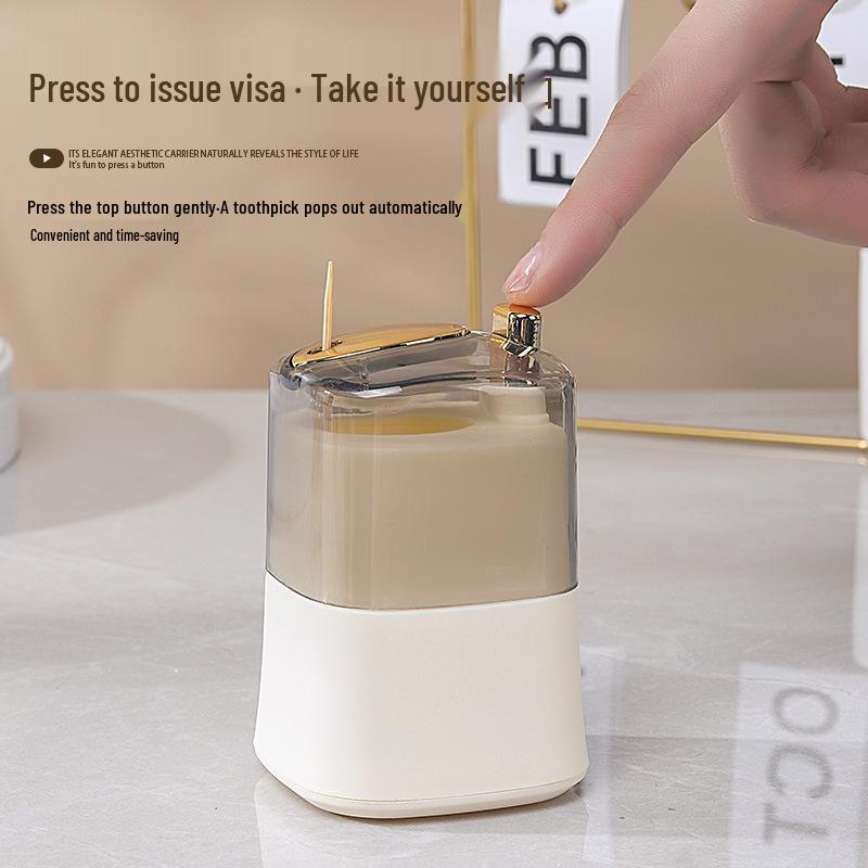 Elegant Automatic Pop-up Toothpick Holder - Cream Style for Home & Restaurant