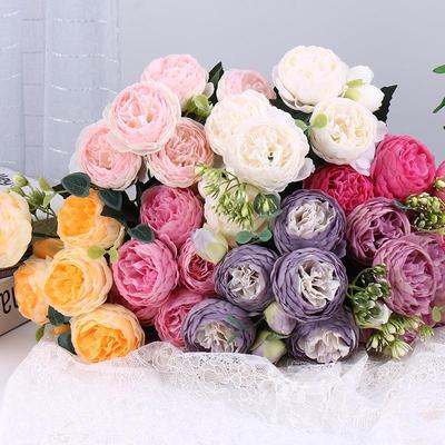 Philippos Exquisite 5-Head Small Peony Rose Bouquet: Artificial Flowers for Home and Wedding Decor