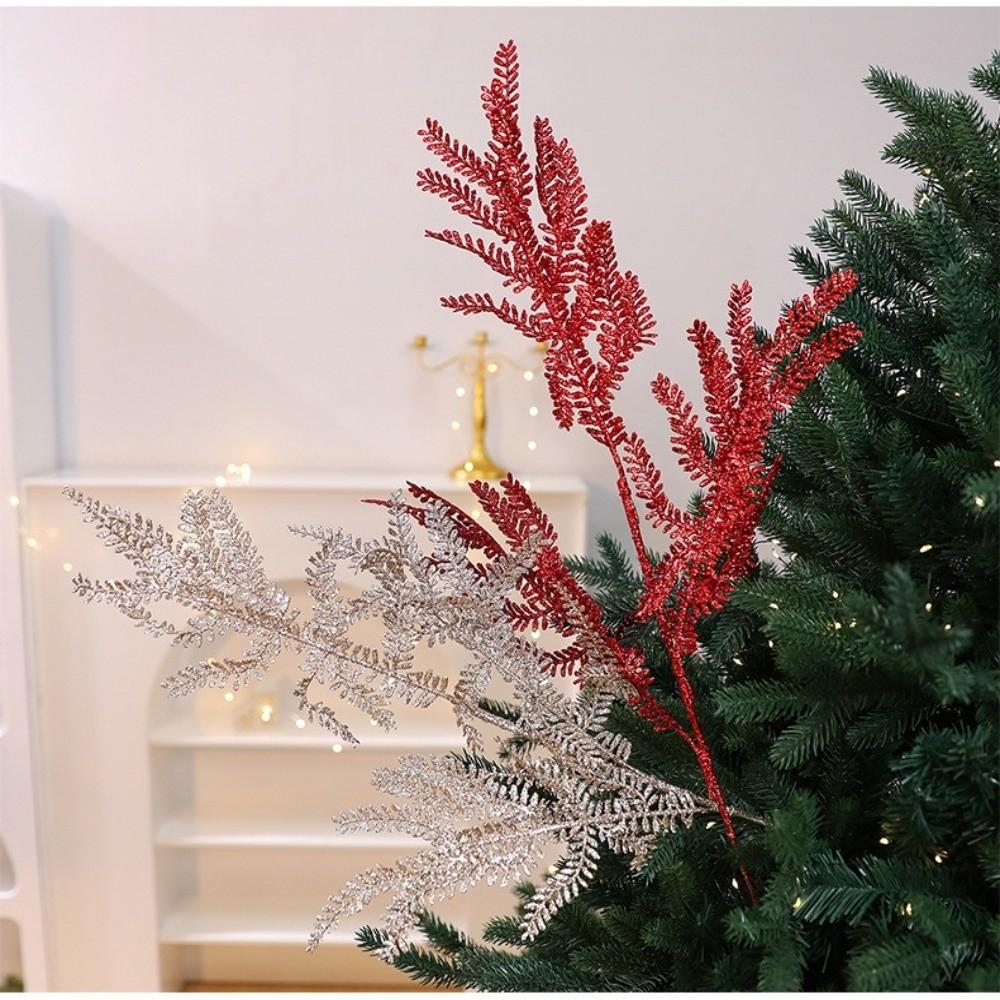 Glitter Branches Christmas Tree Pendant Shiny Handmade Christmas Cypress Leaf Creative DIY Christmas Ornament Christmas Decor